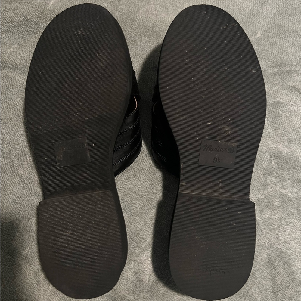 FLASH SALE Madewell Pieced Crisscross true Black Leather Slides  Size 9.5 - Picture 3 of 3